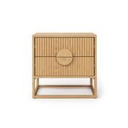 Braxton 2 Drawer Ripple Slatted Bedside Table | Natural Oak gallery detail image