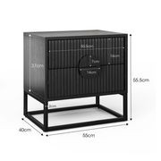 Braxton 2 Drawer Ripple Slatted Bedside Table | Black Oak gallery detail image