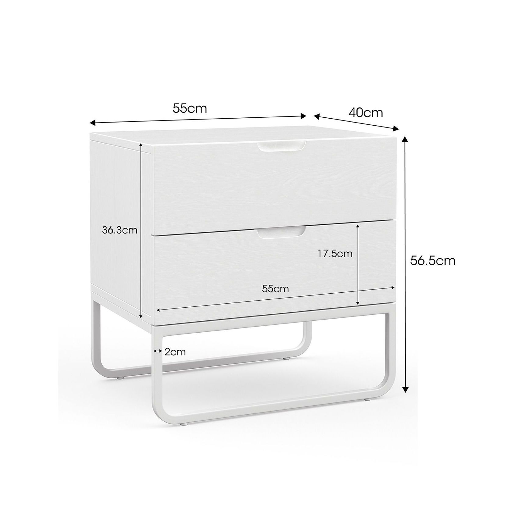 Dante 2 Drawer Bedside Table | White Oak gallery detail image