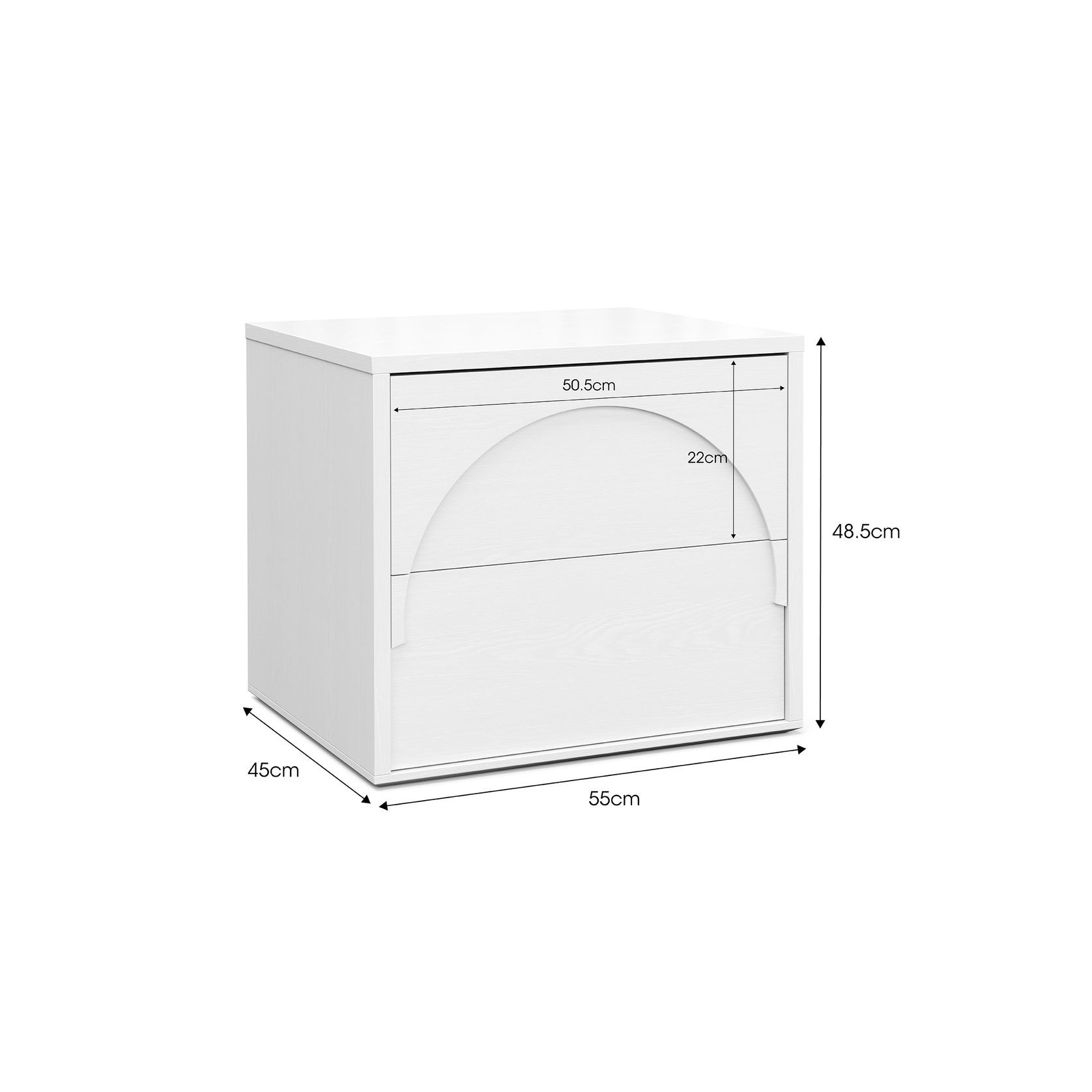 Aurora 2 Drawer Arch Bedside Table | White Oak gallery detail image