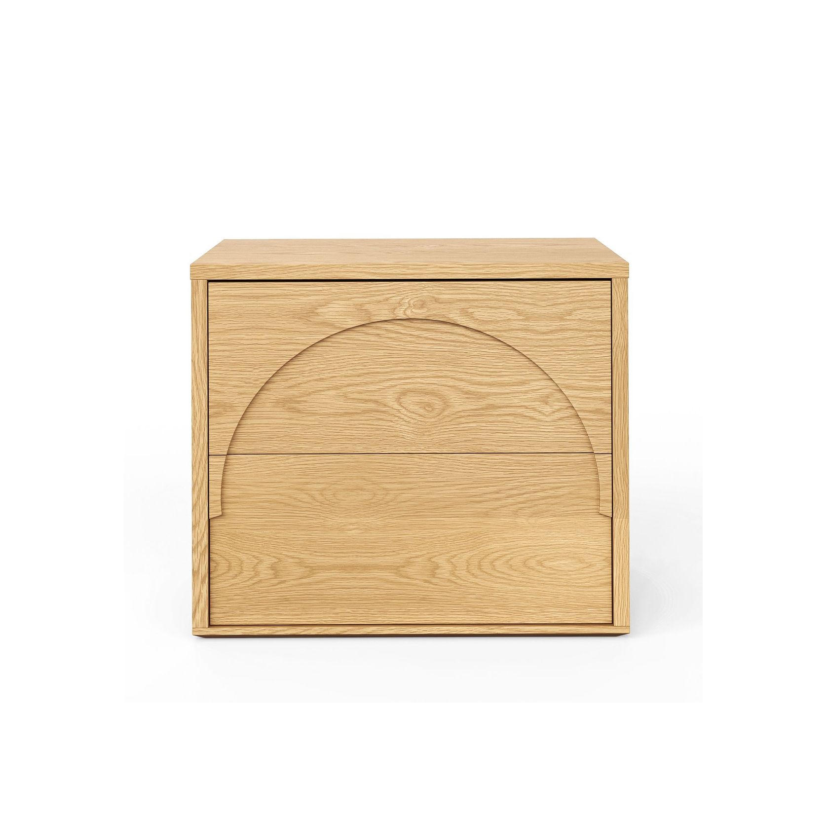 Aurora 2 Drawer Arch Bedside Table | Natural Oak gallery detail image