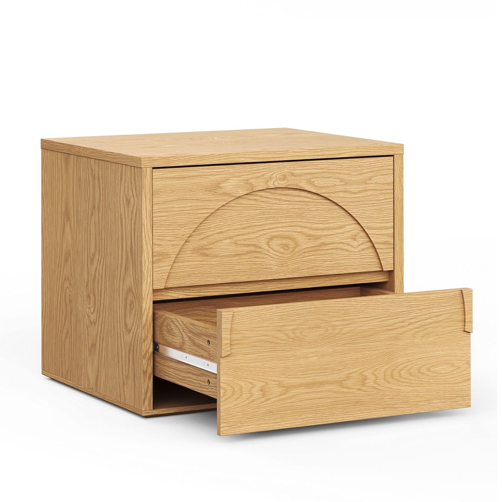 Aurora 2 Drawer Arch Bedside Table | Natural Oak gallery detail image