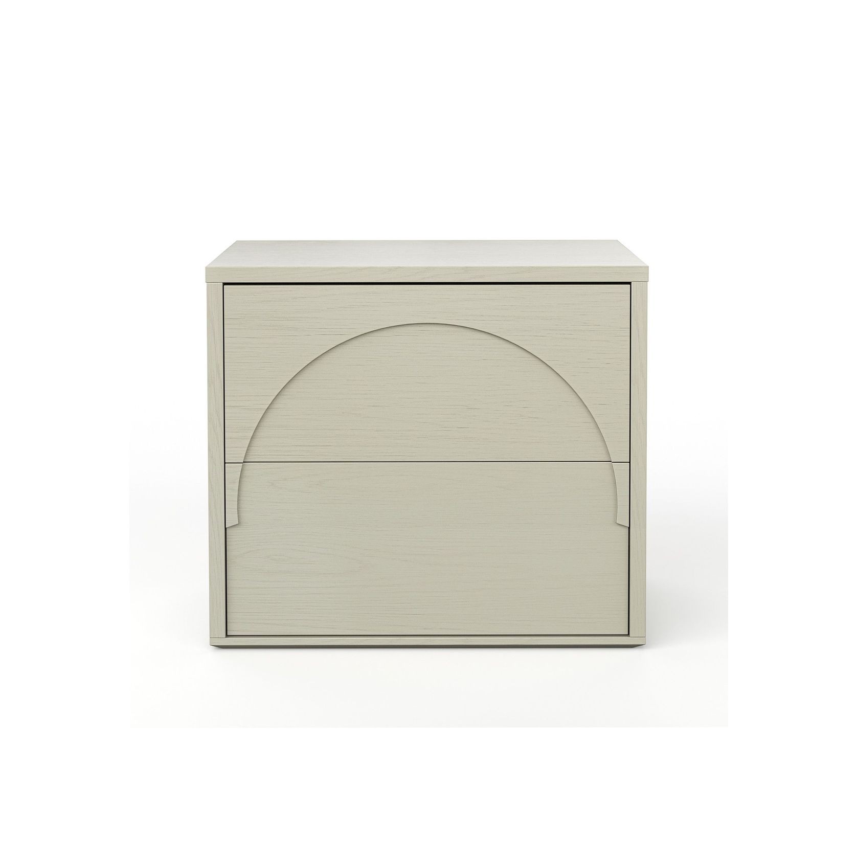 Aurora 2 Drawer Arch Bedside Table | Putty Oak gallery detail image