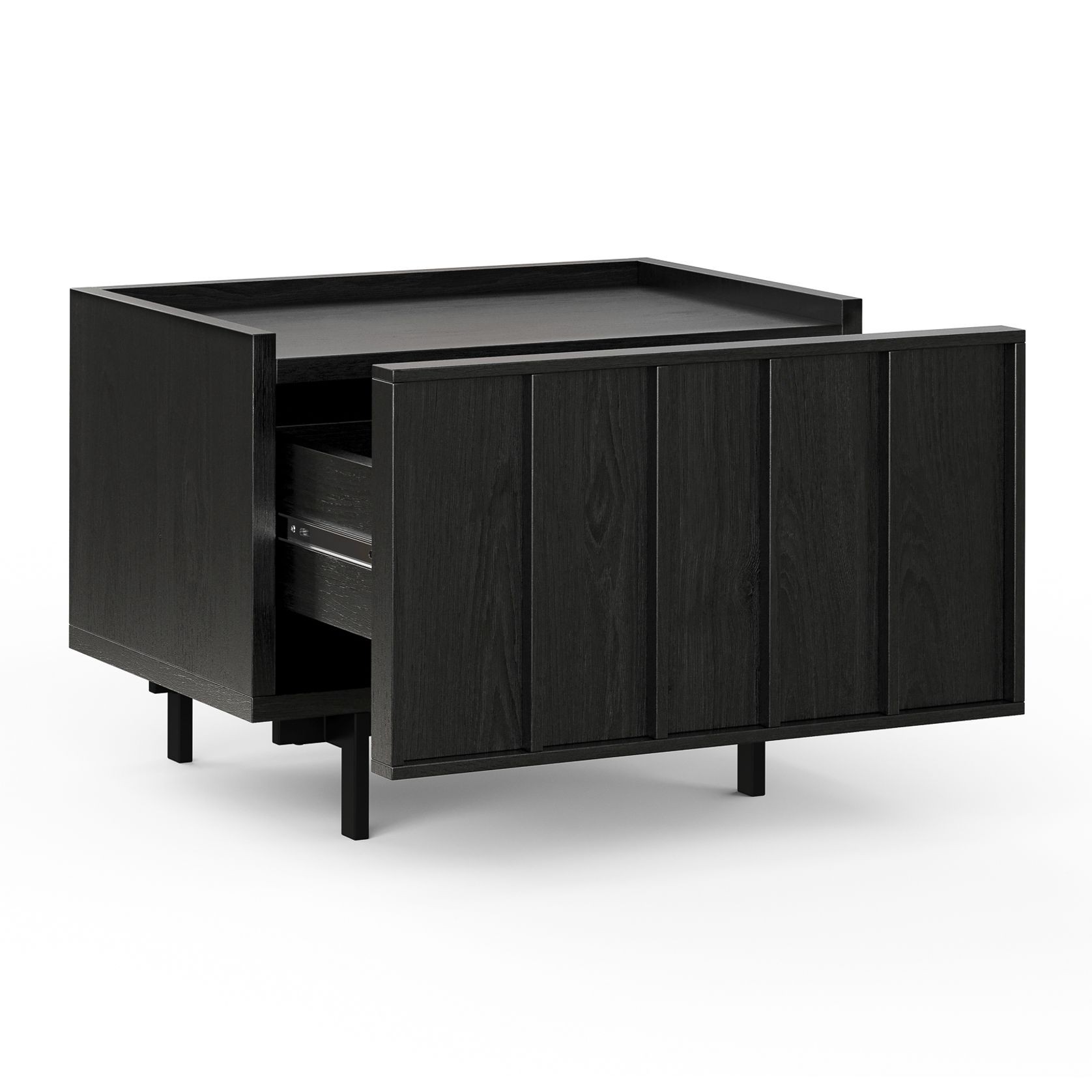 Linea 1 Drawer Bedside Table | Black Oak gallery detail image