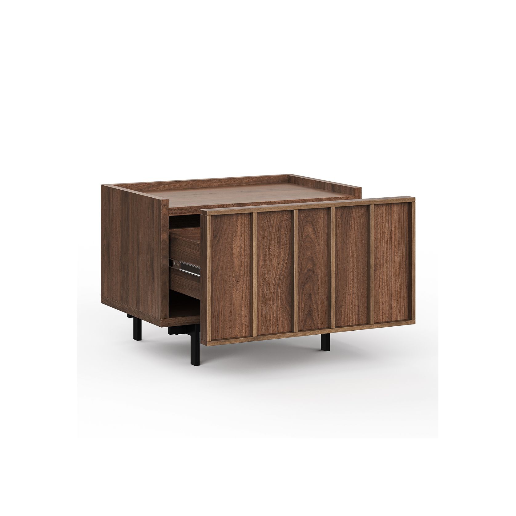 Linea 1 Drawer Bedside Table | Light Walnut gallery detail image