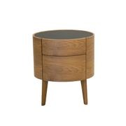 Voluto Walnut with Matt Black Glass Bedside Table gallery detail image