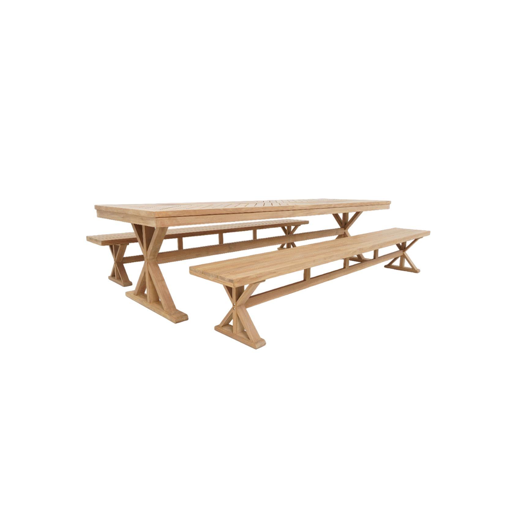 Darlington Outdoor 2.5mTeak Timber Dining Set w/Benches gallery detail image