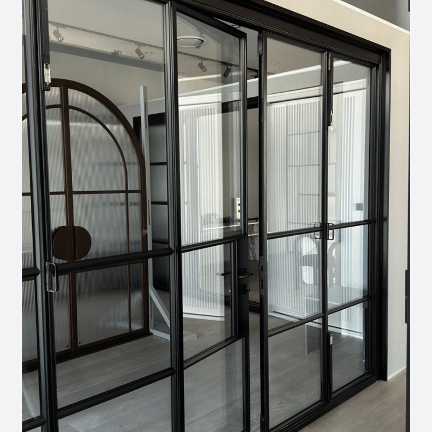 Steel Frame Glass Bifold Doors – Galvanised W40 Profile gallery detail image