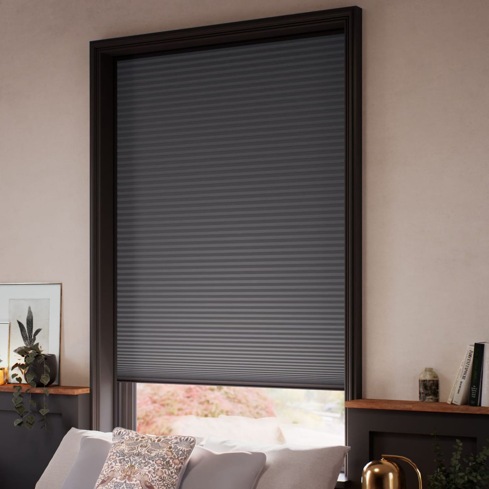 Slimline Total Blockout Charcoal | Honeycomb Blinds gallery detail image