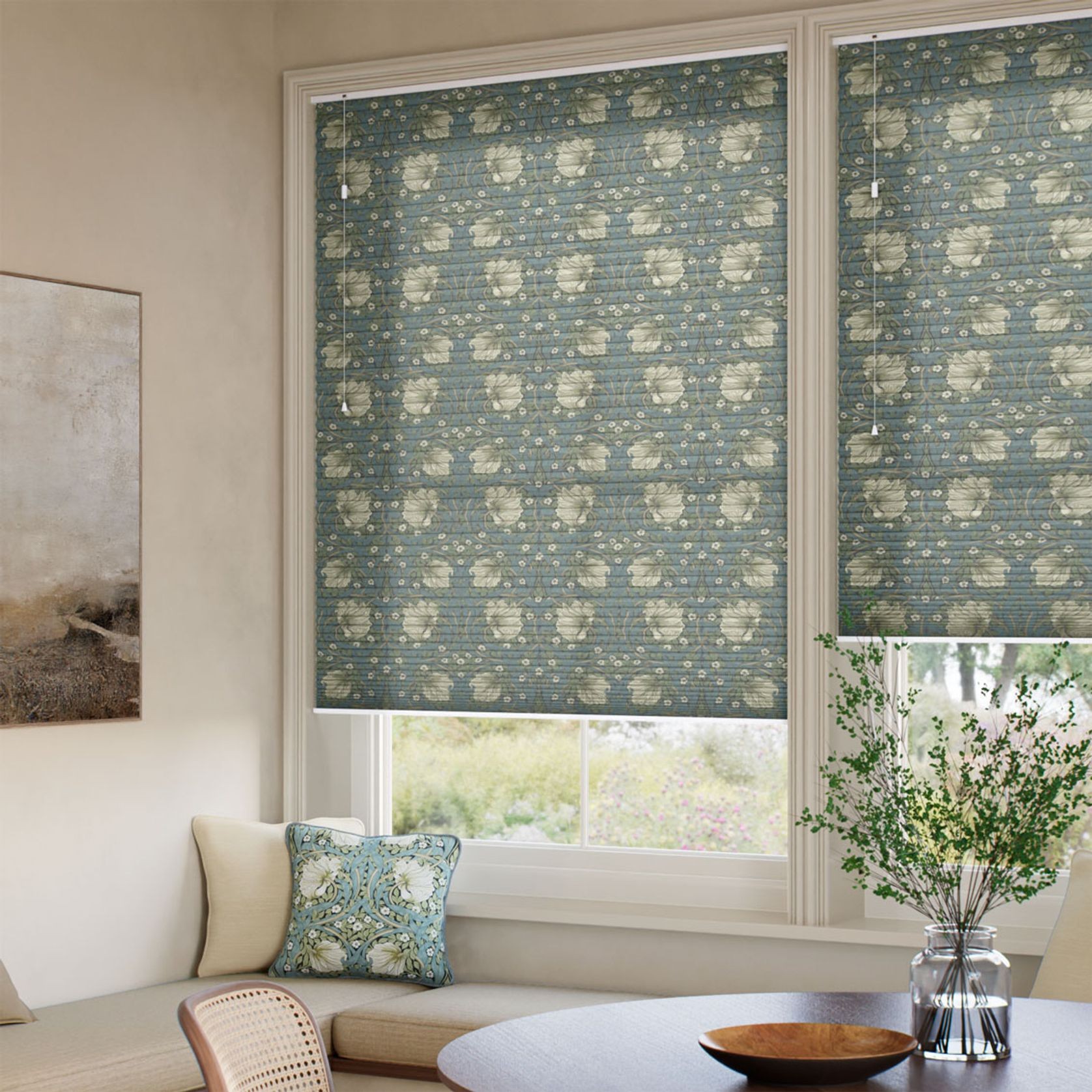 William Morris Pimpernel Sage | Honeycomb Blind gallery detail image