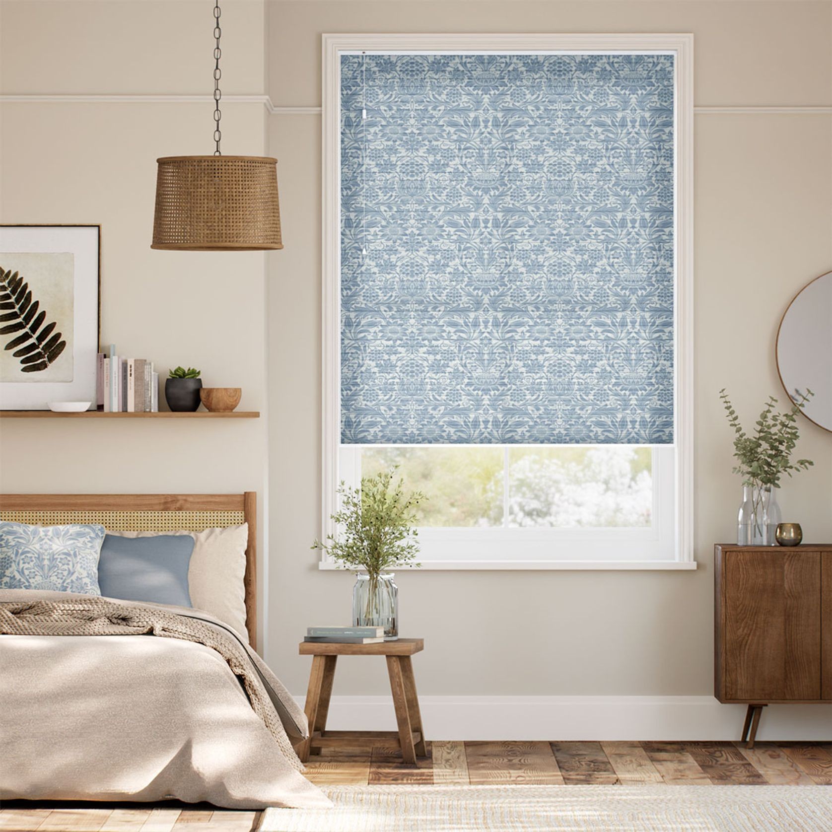 William Morris Sunflower Vintage Blue | Honeycomb Blind gallery detail image