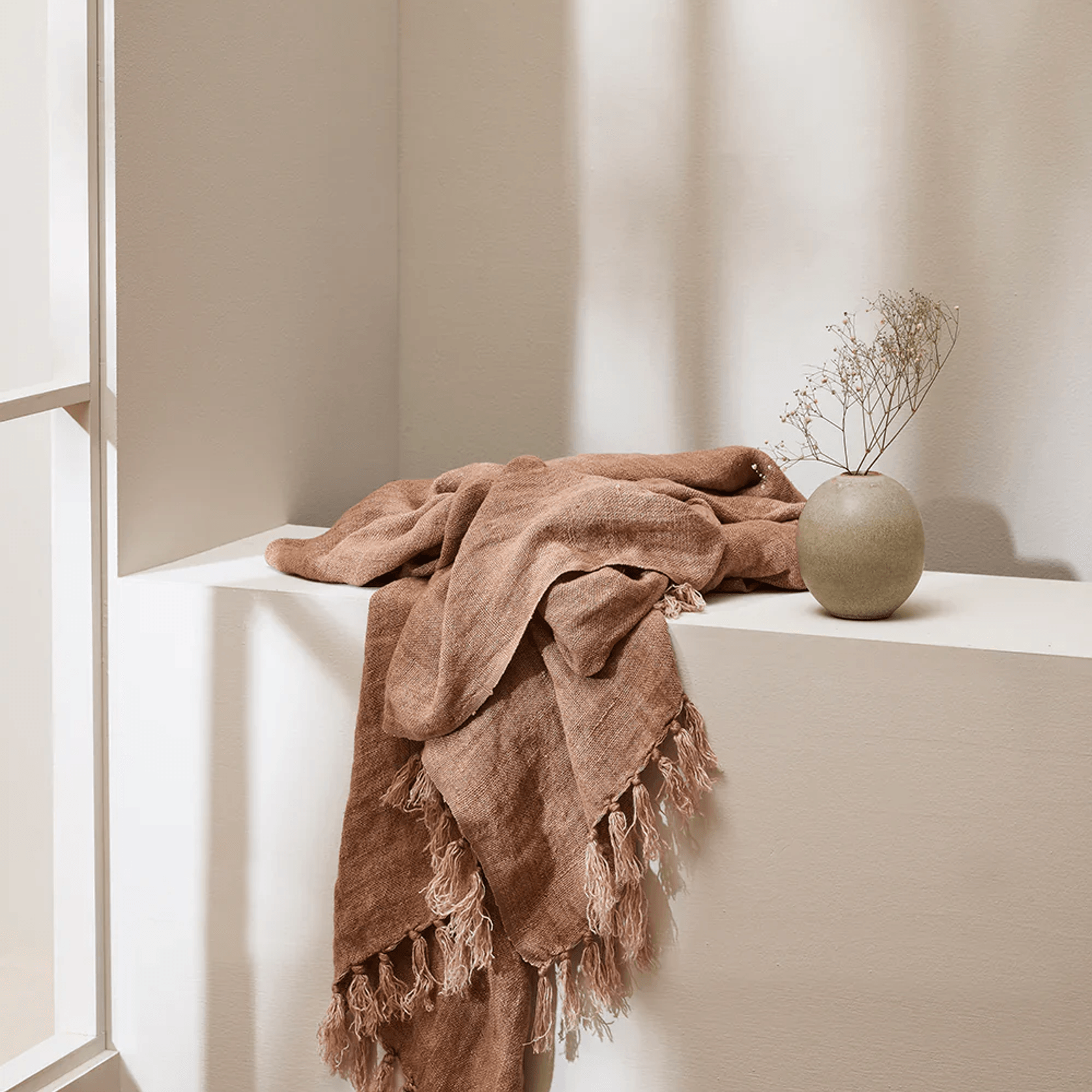 Baya Millhouse Throw - Clay | 100% Linen gallery detail image