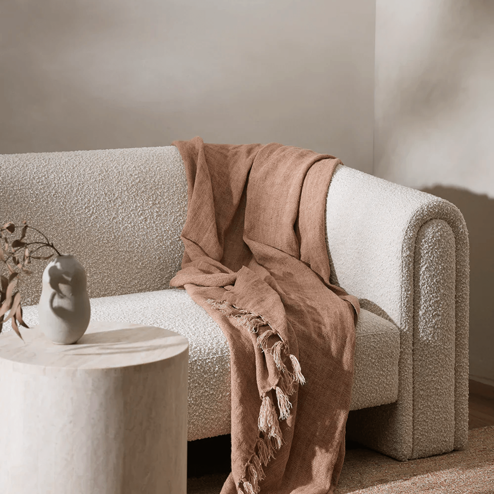 Baya Millhouse Throw - Clay | 100% Linen gallery detail image