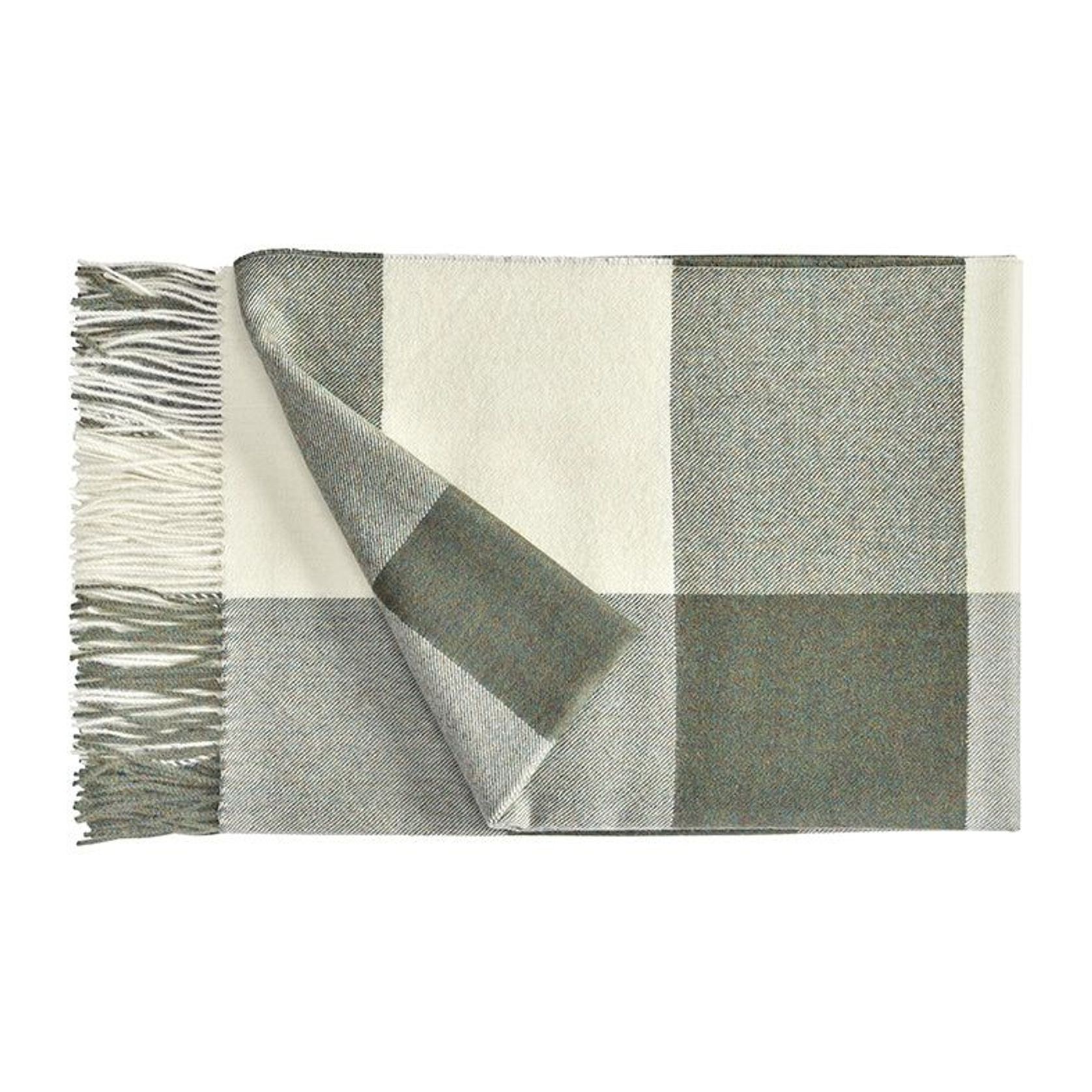 Fischbacher 1819 Alpaca Throw - Carre White and Green gallery detail image