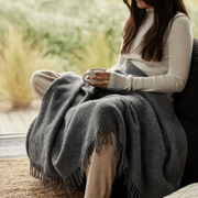 Weave Home Nevis Throw Blanket - Charcoal | NZ Lambswool gallery detail image