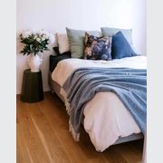 Ruanui Station Lambswool Throw - Blue Cliffs Blue Chevron gallery detail image