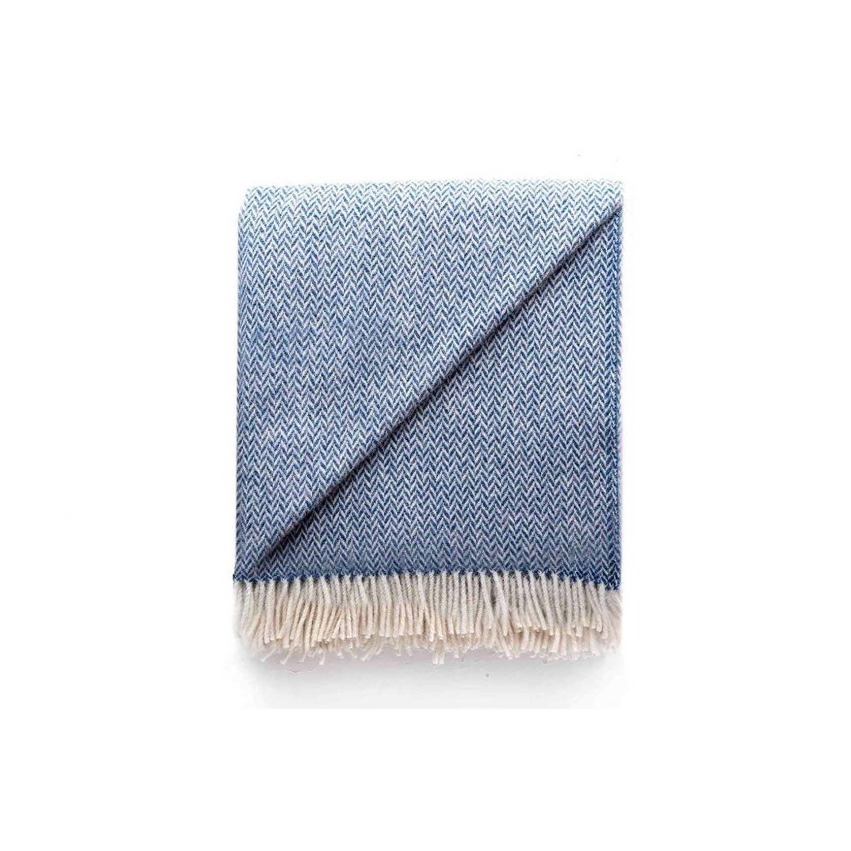 Ruanui Station Lambswool Throw - Blue Cliffs Blue Chevron gallery detail image