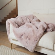 Vegan Fur Throw - Big Bear Blush Pink gallery detail image