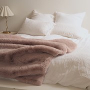 Vegan Fur Throw - Big Bear Blush Pink gallery detail image