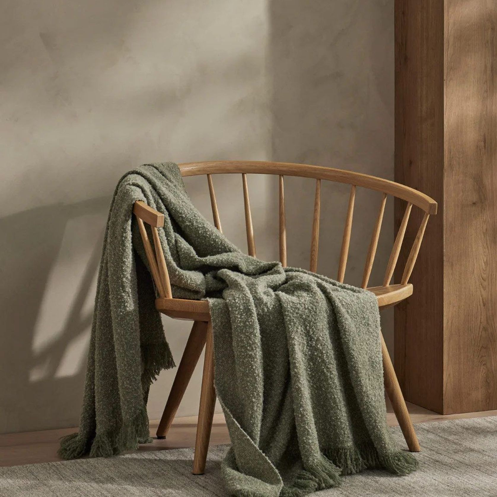 Weave Home Clive Wool Throw Blanket - Spruce | NZ Made | Bouclé gallery detail image