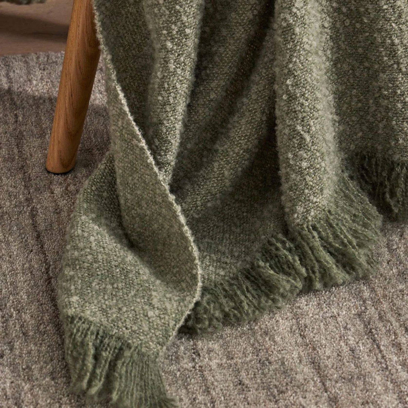 Weave Home Clive Wool Throw Blanket - Spruce | NZ Made | Bouclé gallery detail image