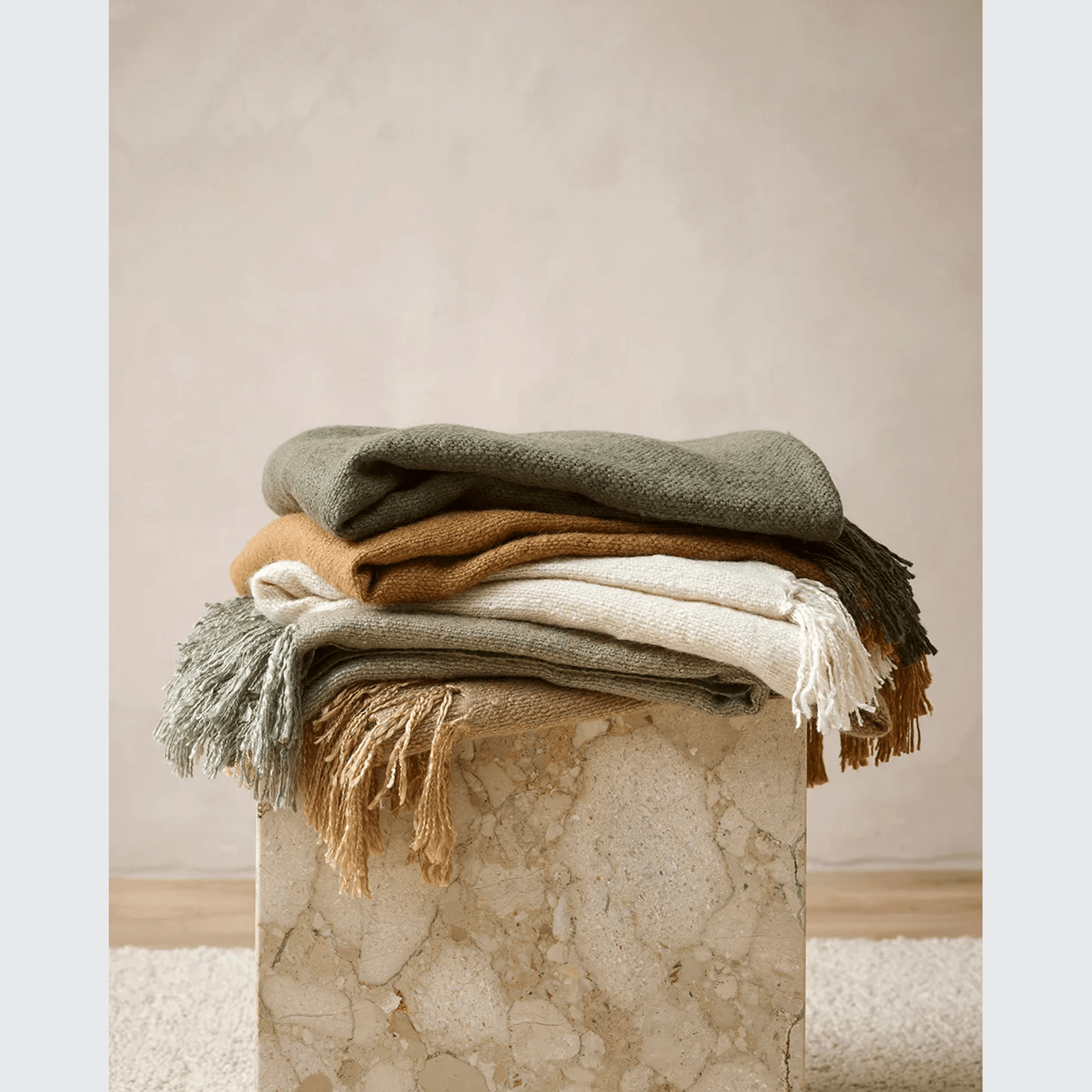 Baya Richmond Throw - Ecru | Acrylic/Wool Blend gallery detail image