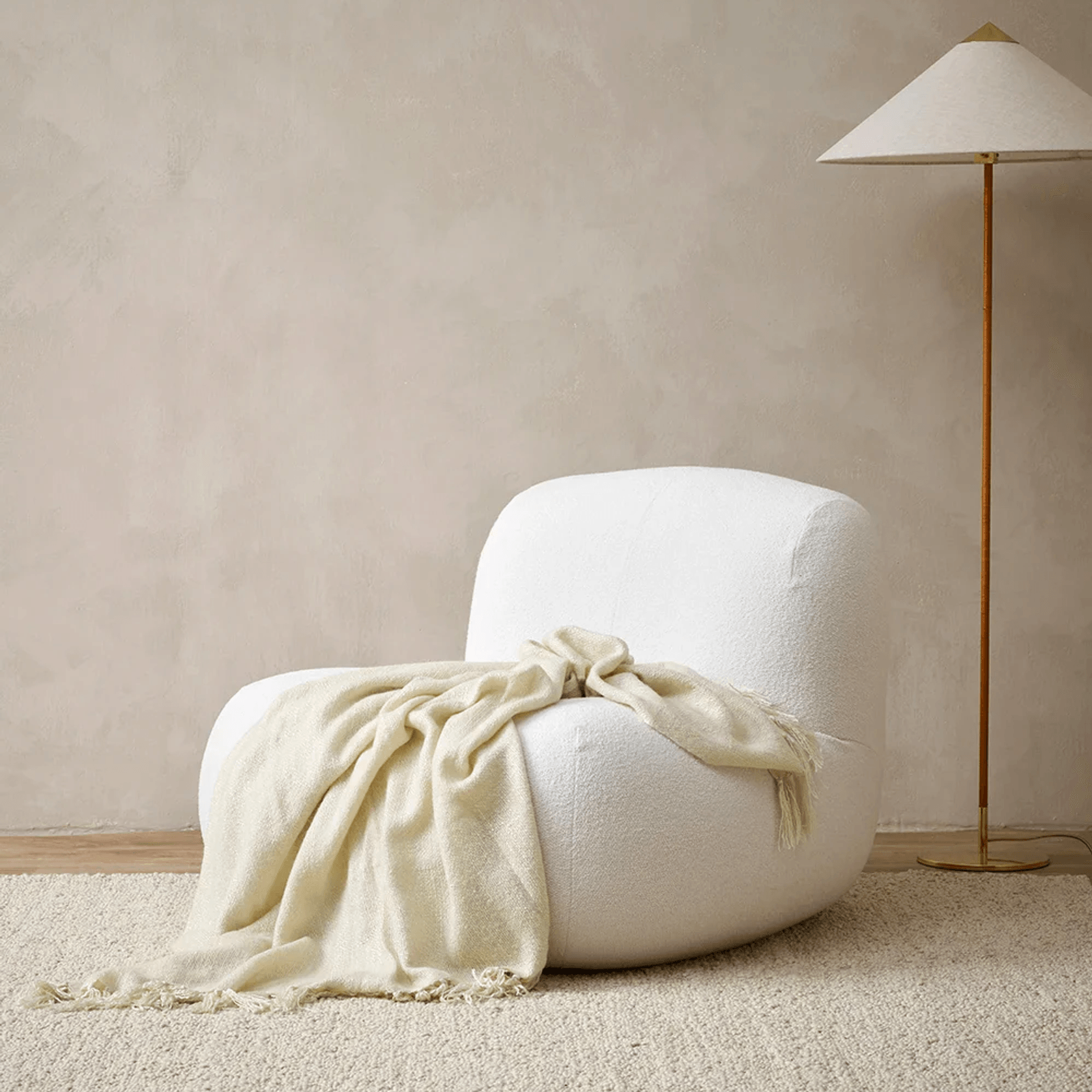 Baya Richmond Throw - Ecru | Acrylic/Wool Blend gallery detail image