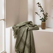 Baya Millhouse Throw - Winter Moss | 100% Linen gallery detail image