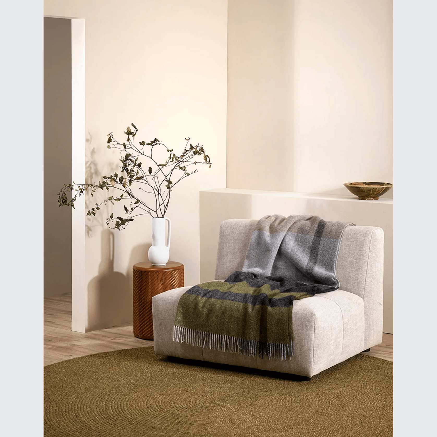 Baya Brunswick Throw - Olive | Pure NZ Wool gallery detail image