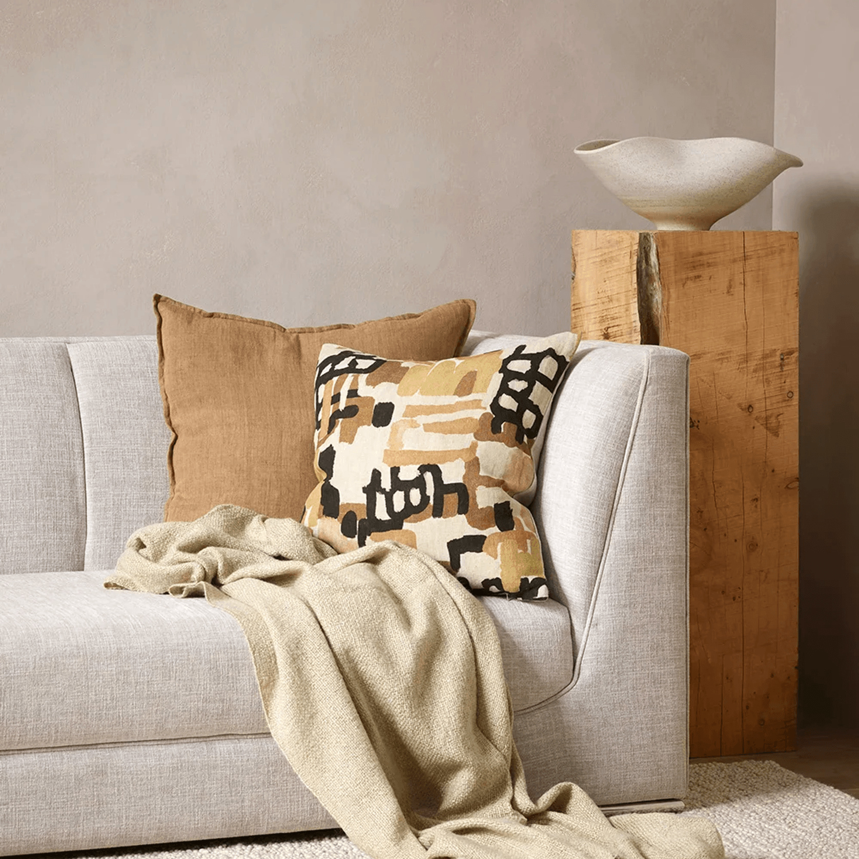 Baya Richmond Throw - Putty | Acrylic/Wool Blend gallery detail image