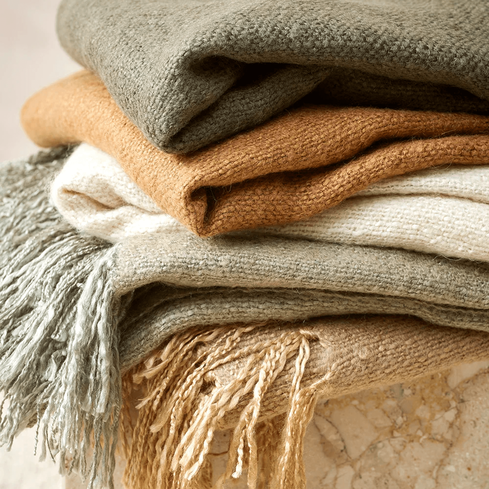 Baya Richmond Throw - Ecru | Acrylic/Wool Blend gallery detail image