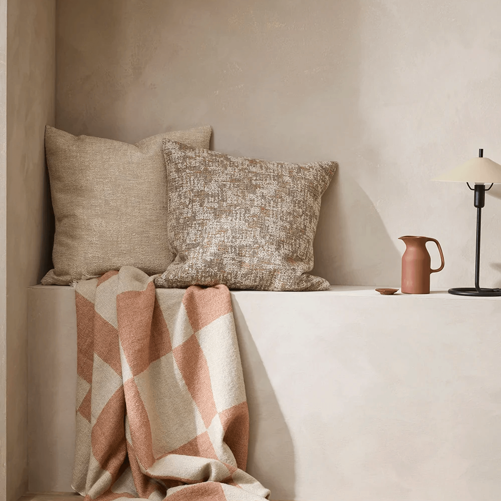 Baya Winton Throw - Coral | Wool/Cotton Blend gallery detail image