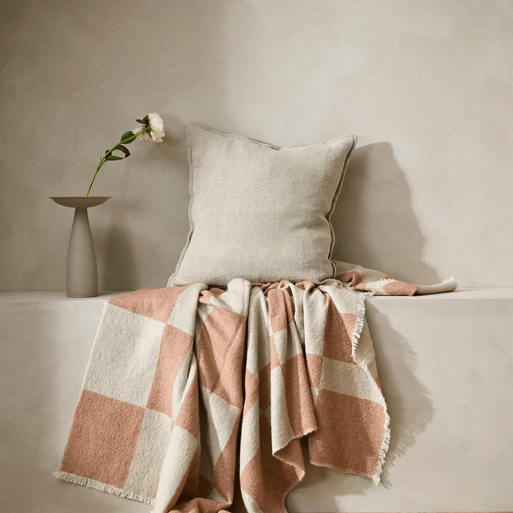 Baya Winton Throw - Coral | Wool/Cotton Blend gallery detail image