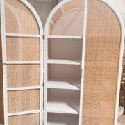 Rattan Arched 2 Door Shelving Unit – White gallery detail image