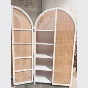 Rattan Arched 2 Door Shelving Unit – White gallery detail image