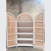 Rattan Arched 2 Door Shelving Unit – White gallery detail image