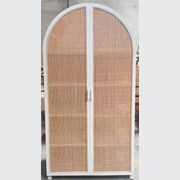 Rattan Arched 2 Door Shelving Unit – White gallery detail image