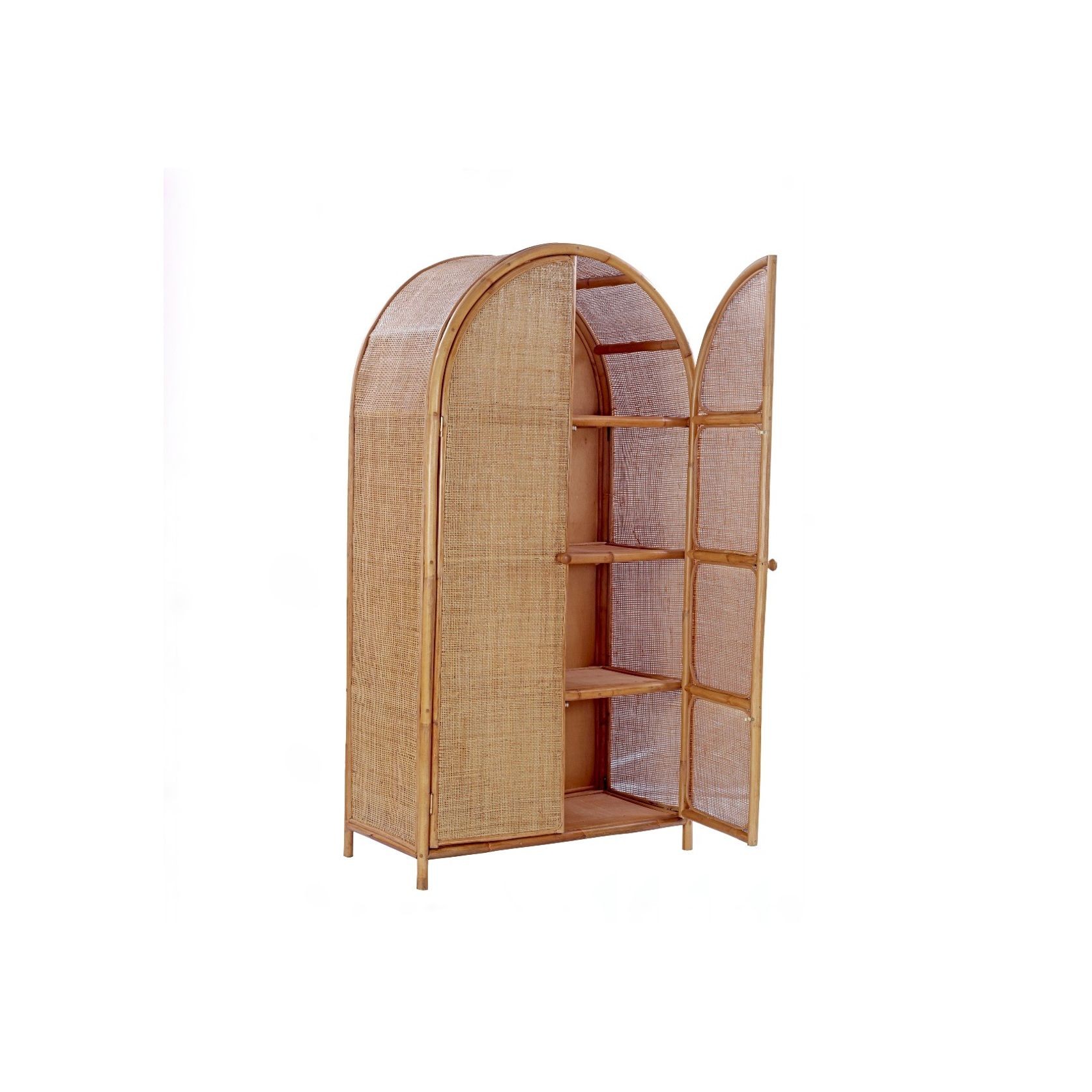 Rattan Arched 2 Door Shelving Unit – Natural gallery detail image