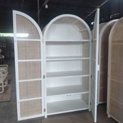 Rattan Arched 2 Door Shelving Unit – White gallery detail image