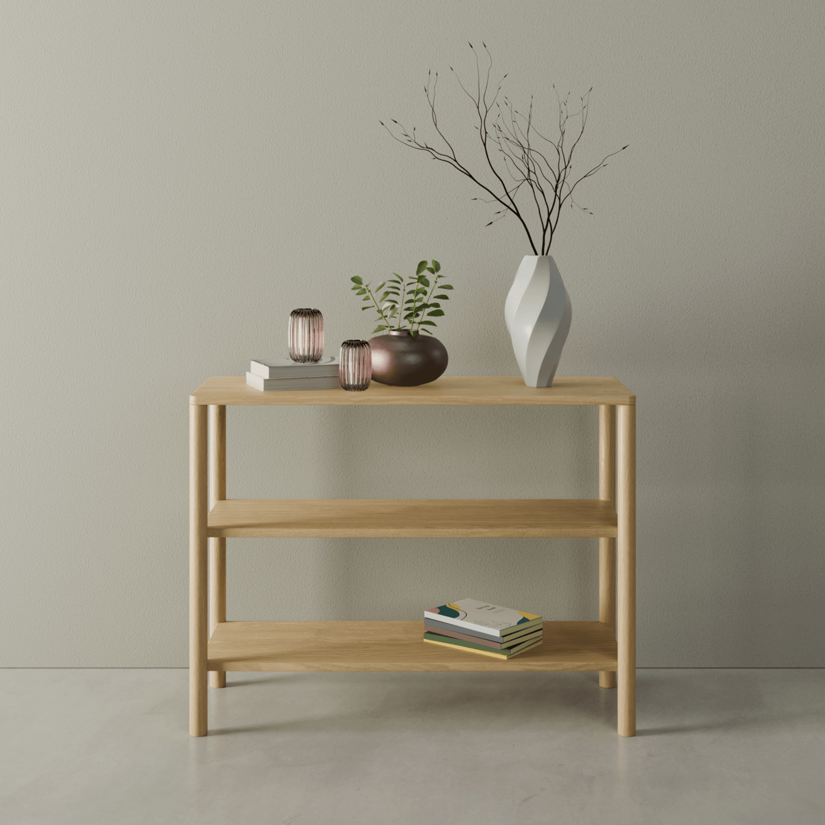 Nordica Bookshelf - 2 Tier Solid Oak (small) gallery detail image