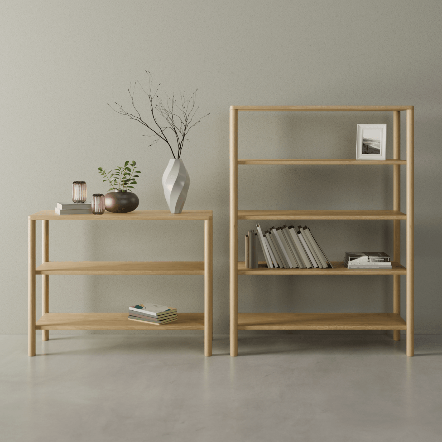 Nordica Bookshelf - 4 Tier Solid Oak (large) gallery detail image