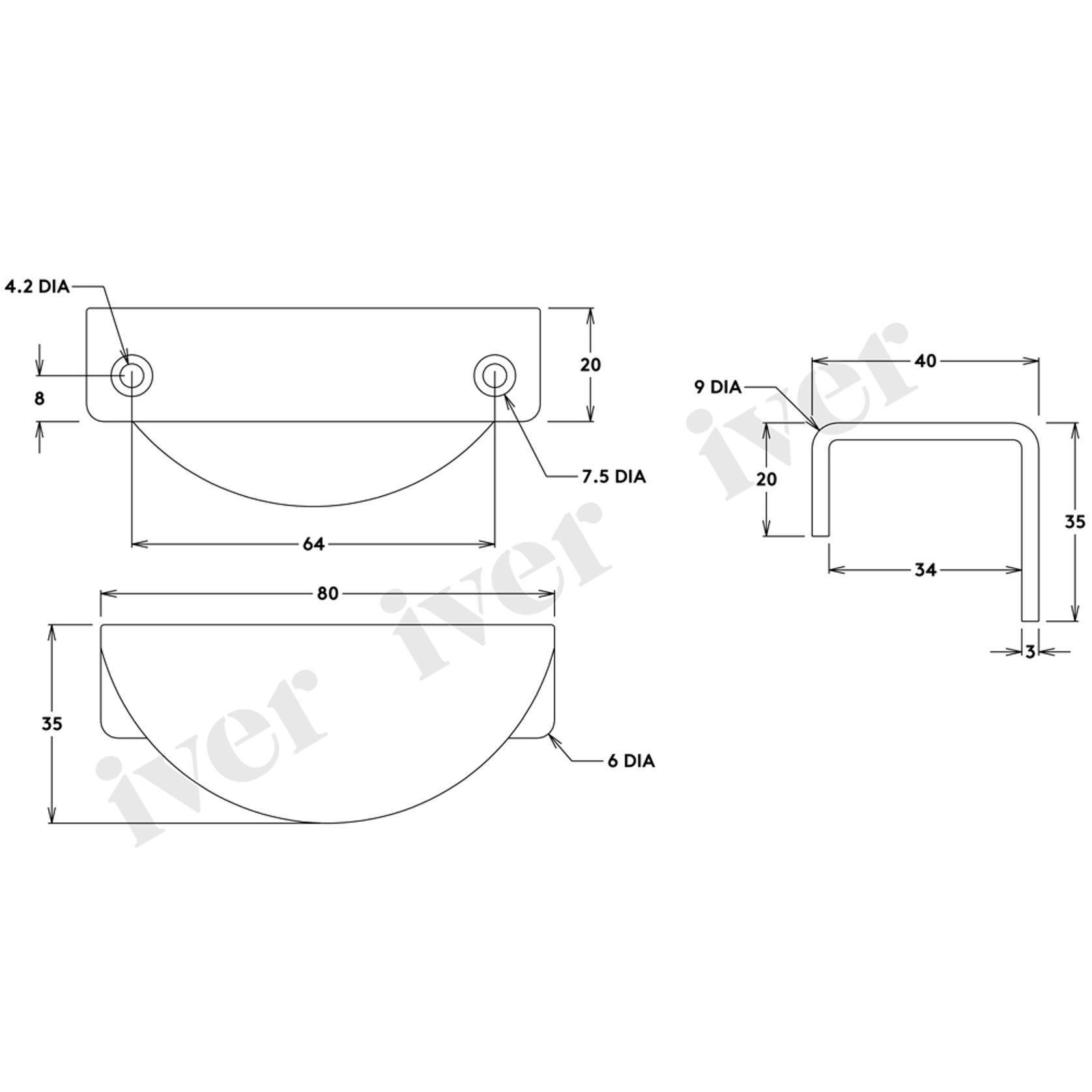 Iver Osaka Lip Drawer Cabinet Pull Handle gallery detail image
