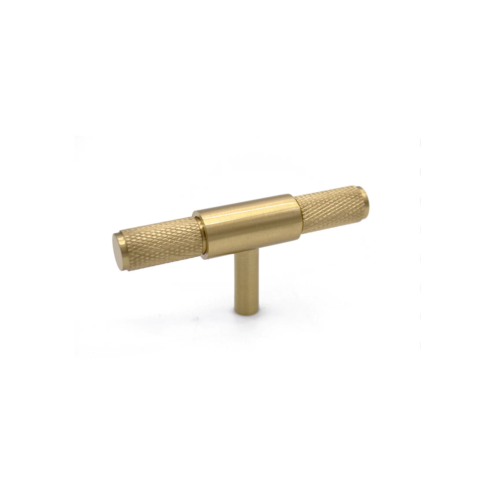 Brushed Brass Knurled Cabinet T-Bar Pull - Miranda gallery detail image