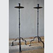 Large Antique Italian Wrought-Iron Candlesticks (Pair) gallery detail image
