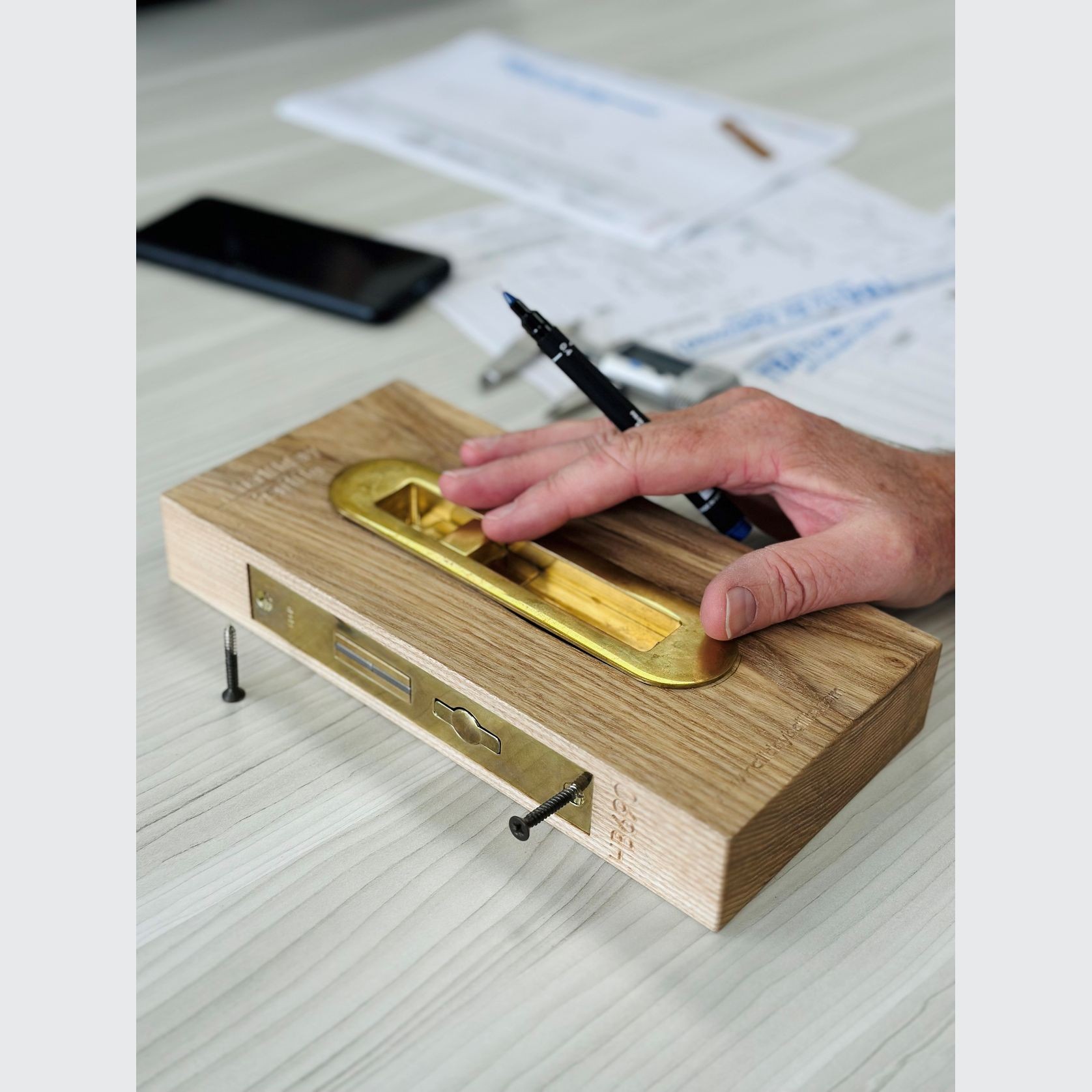 HB890 Brass Soft Edge Privacy Lock for Sliding Doors gallery detail image