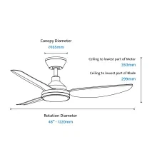 Sora Indoor/Outdoor Quick-Install 3-Blade Ceiling Fan gallery detail image