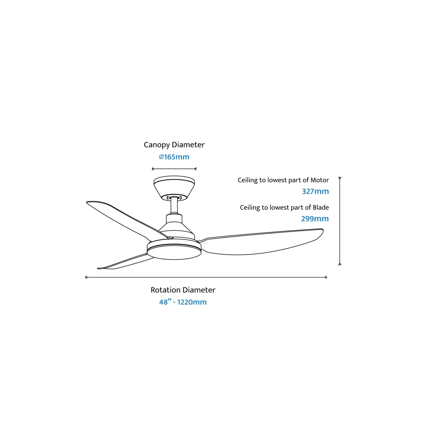 Sora Indoor/Outdoor Quick-Install 3-Blade Ceiling Fan gallery detail image