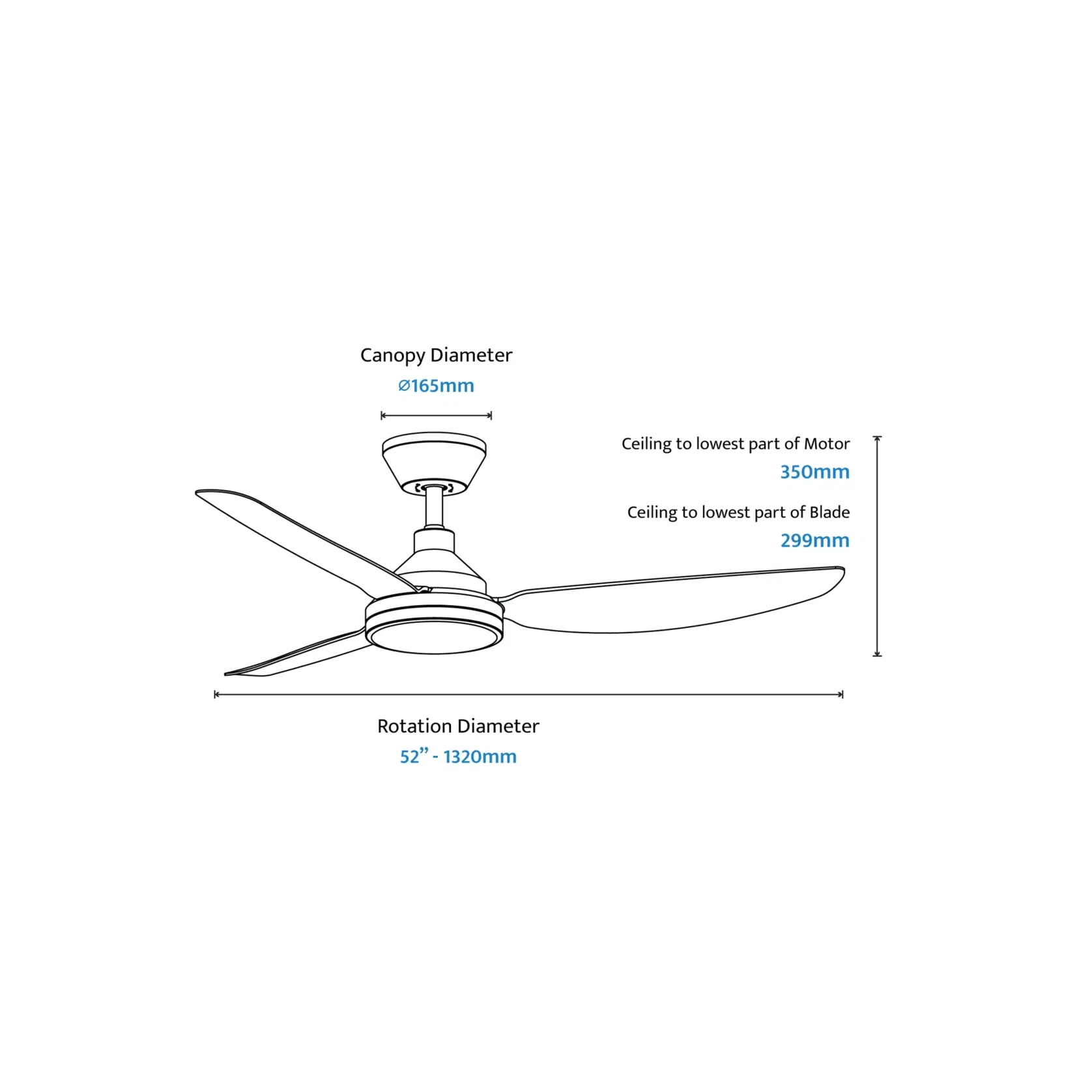 Sora Indoor/Outdoor Quick-Install 3-Blade Ceiling Fan gallery detail image