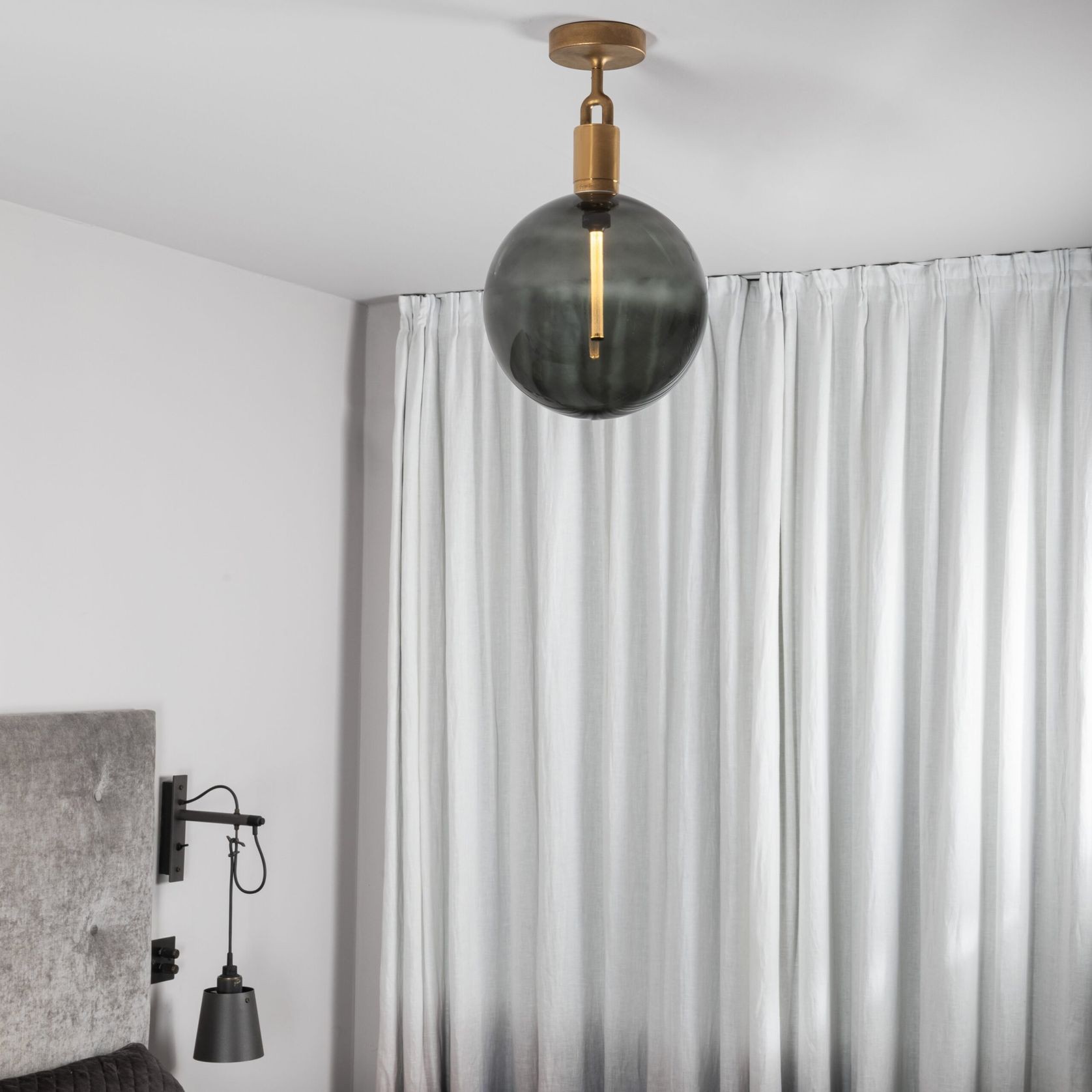 Forked Globe Ceiling Light | Smoked gallery detail image