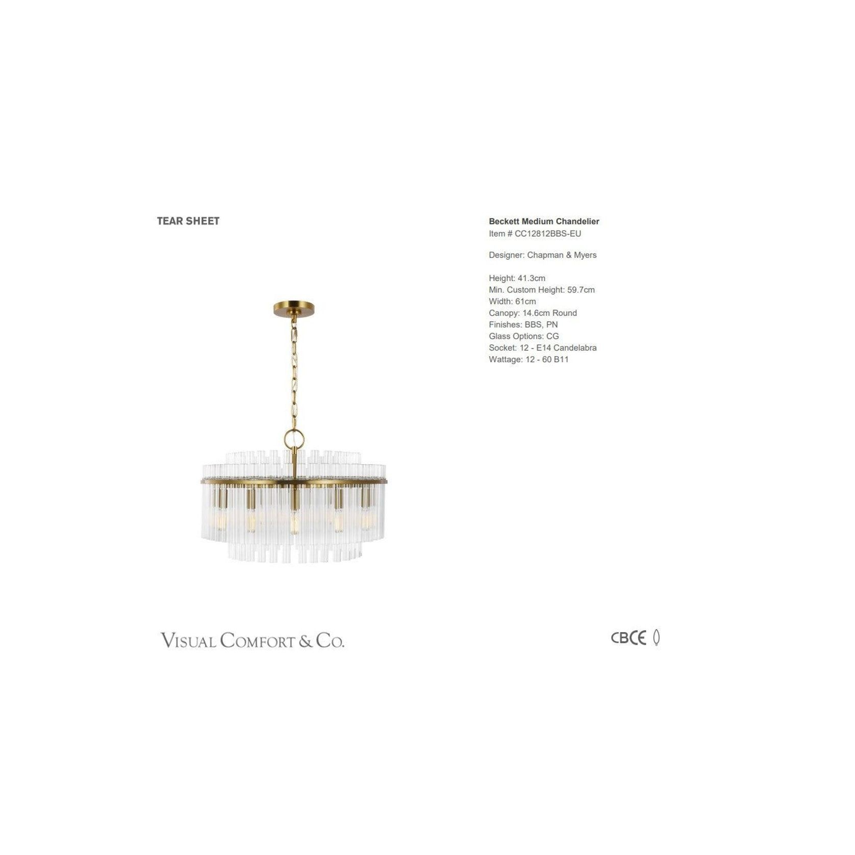 Visual Comfort Chapman & Myers Beckett Chandelier gallery detail image